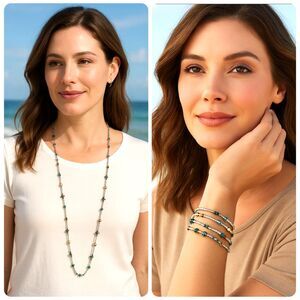 J. Jill Beaded Wrap Bracelet OR Necklace Mixed Metal Glass Quartz Tiger’s Eye